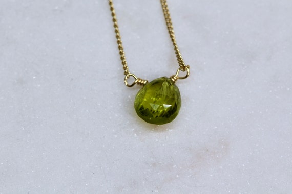 14K Yellow Gold Peridot Necklace 