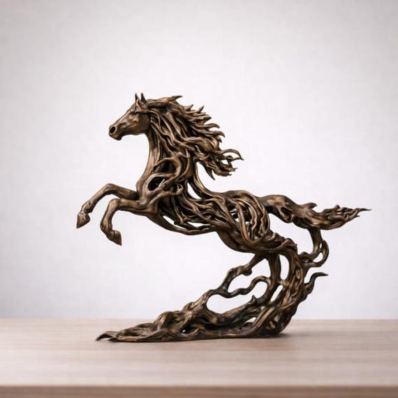Ethereal Stallion Bronze Sculpture | Metal-Fill Horse Art, Lunar New Year Decor