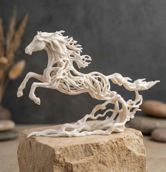 3D Printed Horse Figurine | Lunar New Year 2026 | Modern Minimalist Bookshelf Decor | Zodiac Gift