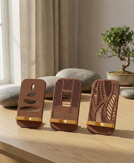 Zen Phone Stand Black/Gold/Wood