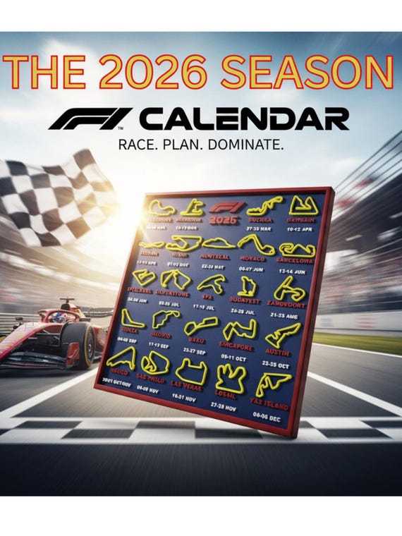 F1 Season 2026 calendar with weekend dates