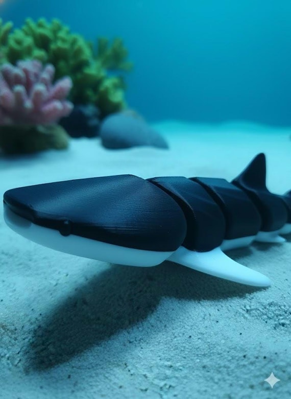 3D Printed Articulated Whale Shark: Flexible Ocean Desk Decor