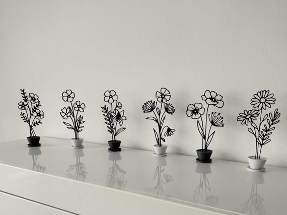 6 Piece Minimalist Potted Flower Set
