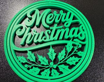 Adorno navideño impreso en 3D con acebo (PLA) para árbol