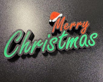 Letrero navideño impreso en 3D con gorro de Papá Noel: decoración navideña clásica de PLA