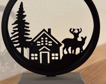 Letrero de escritorio de Feliz Navidad impreso en 3D: decoración minimalista moderna de PLA de 10 x 12 cm