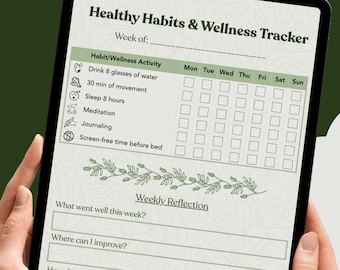 Healthy Habits Tracker Printable | Morning & Evening Wellness Planner | Self Care PDF PNG | Instant Download