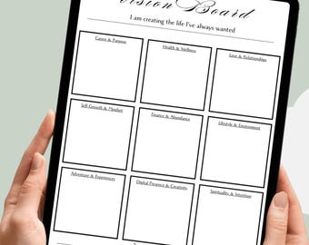 Minimalist Vision Board Printable | Goal Planner + Manifestation Journal | PDF PNG | 3-Page Instant Download
