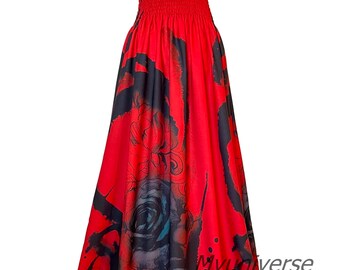 Red Maxi Dress Women Dress Plus Size Floral Abstract Print Maxi Dress Women Summer Floral Casual Long Party Graduation Sundress…