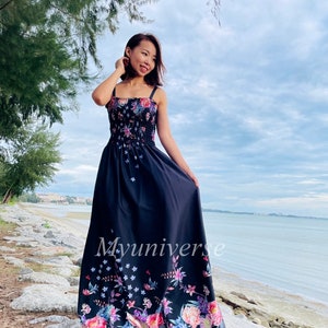 Graduation Dress Black Floral Maxi Dress Plus Size Dress Maxi Dress Sundress For Women Summer Wedding Guest Vacation Cruise Beach Holiday image 2