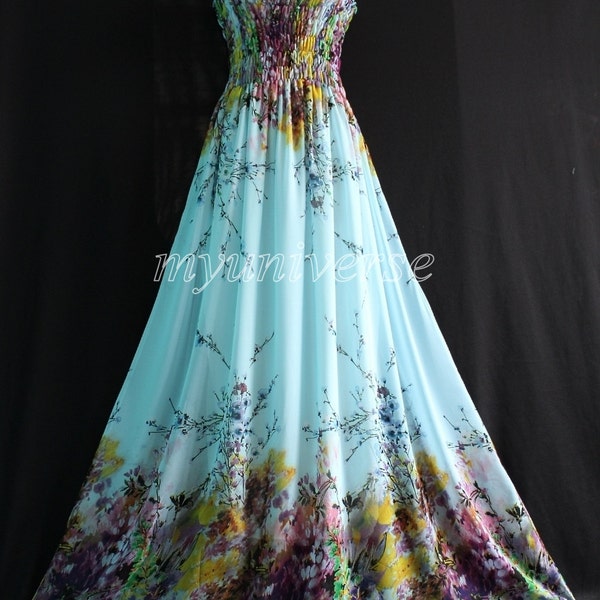 Plus SIze Dress Clothing Gown Bridesmaid Dress Prom Maxi Sundress Floral Evening Dress Blue