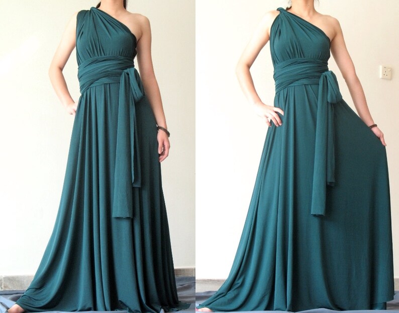 Customize Size & Length Bridesmaid Dress Full Length Infinity Dress Wrap Convertible Dress Green Evening Maxi Dress Jersey image 3