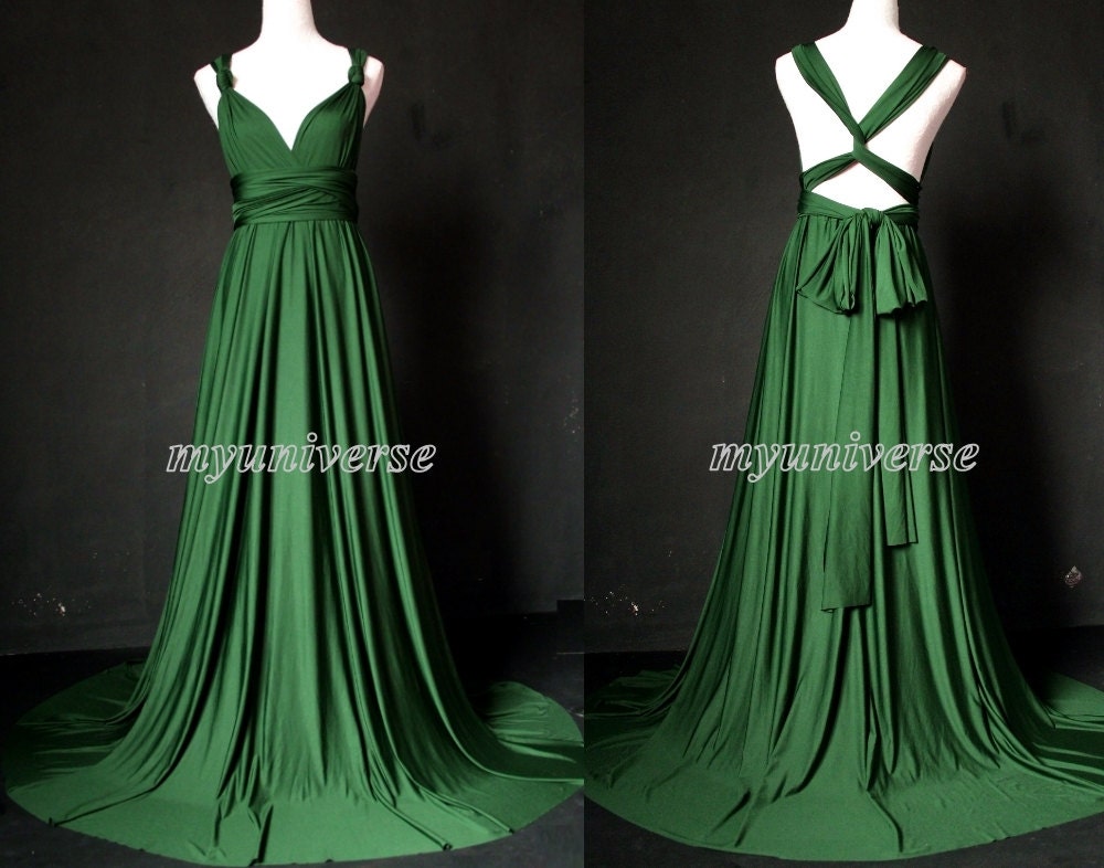 Deep Green Bridesmaid Dress Wedding Dress Infinity Dress Wrap - Etsy UK