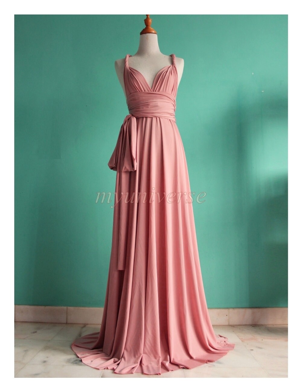 Pink Bridesmaid Dress Wrap Convertible Dress Pastel Peach | Etsy