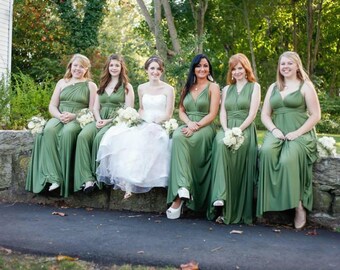 Bridesmaid Dress Olive Green Infinity Dress Wrap Convertible Dress Jersey Formal Dress Gown Plus Size Clothing Sage For Church Beach Wedding