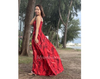 Red Bridesmaid Dress Floral Dress Plus Size Dress Maxi Dress Sundress For Women Summer Wedding Guest Graduation Dress Vacation Holiday