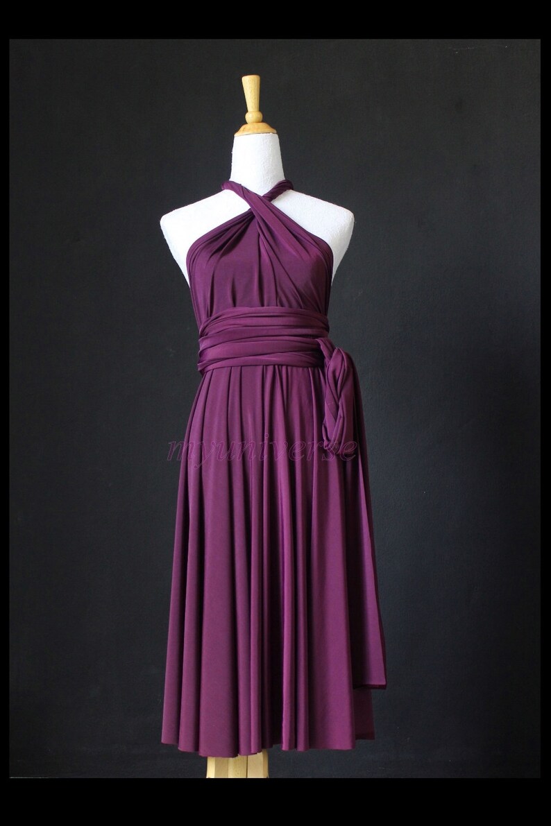Dark Purple Knee Length Dress