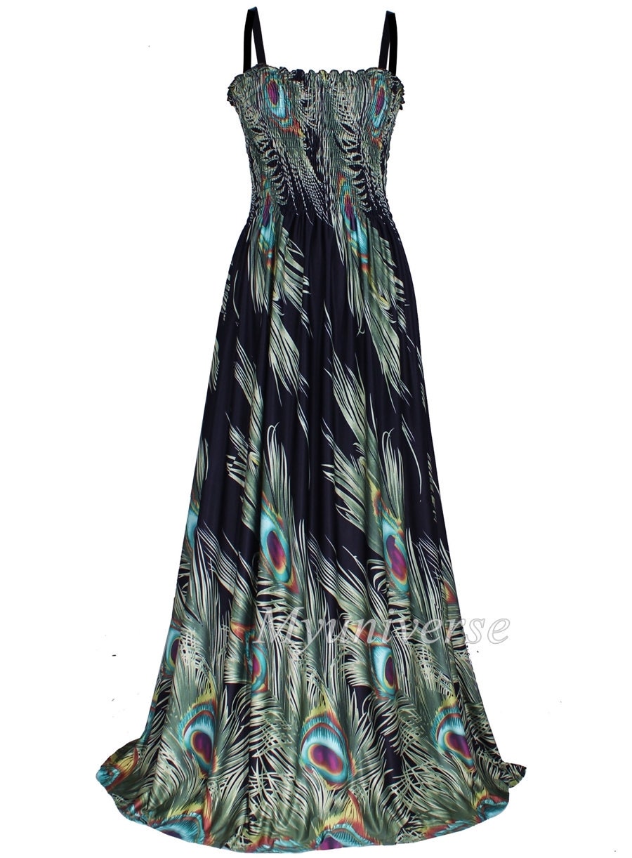Maxi Dress Women Floral Peacock Wedding 
