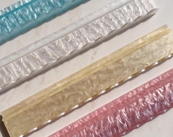 Scalloped Pearlescent Mahjong Racks | Acrylic Set of 4 Pastel Marbled