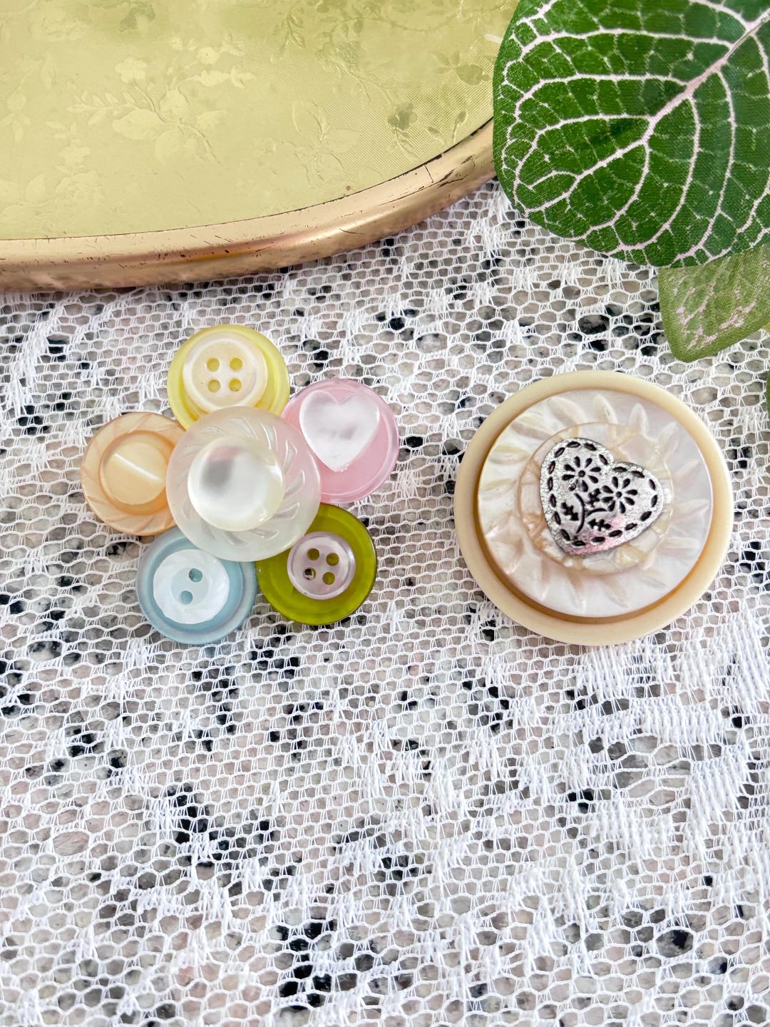 Vintage Button Brooch - Etsy
