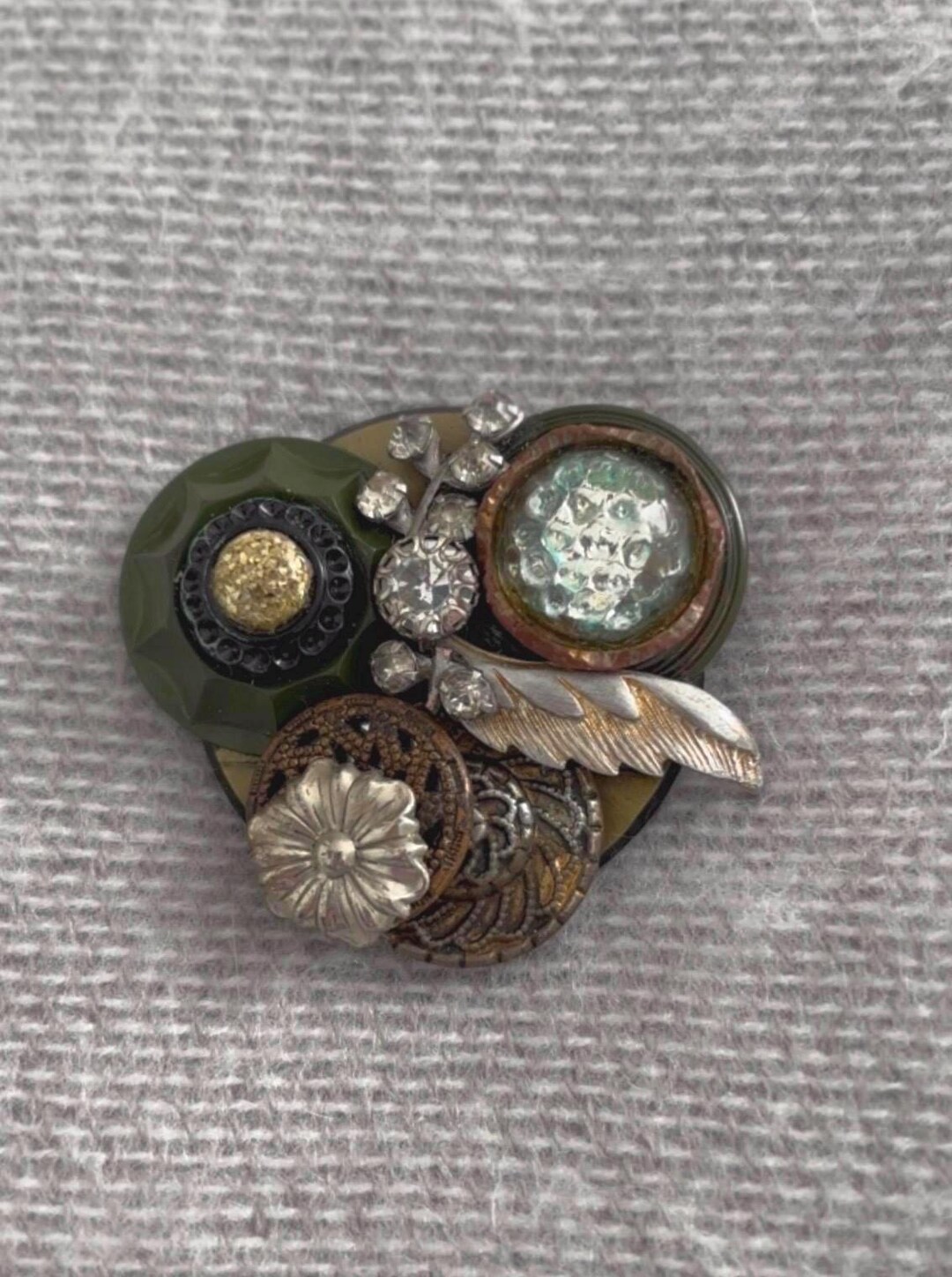 Vintage Button Brooch - Etsy