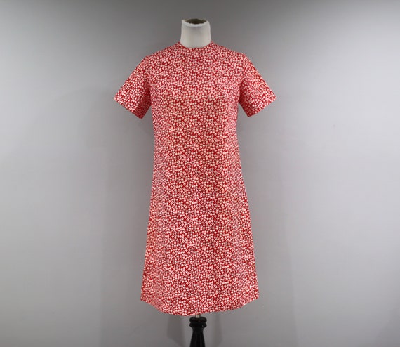 Vintage Mushroom Sheath Dress Womens Medium Red Sh