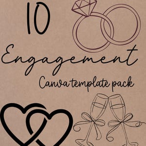 Pacchetto di 10 banner per feste di fidanzamento con la sposa su Canva! Banner per le feste • download digitale • modifica del design del modello di banner dipinto a mano • ha detto sì