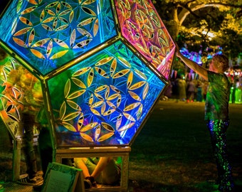 Garden Sculpture, Outdoor Lighting, Large Sculpture, Psychedelic, Light Installation, Dodecahedron, Giant Jewel, Iridescent, Lightart