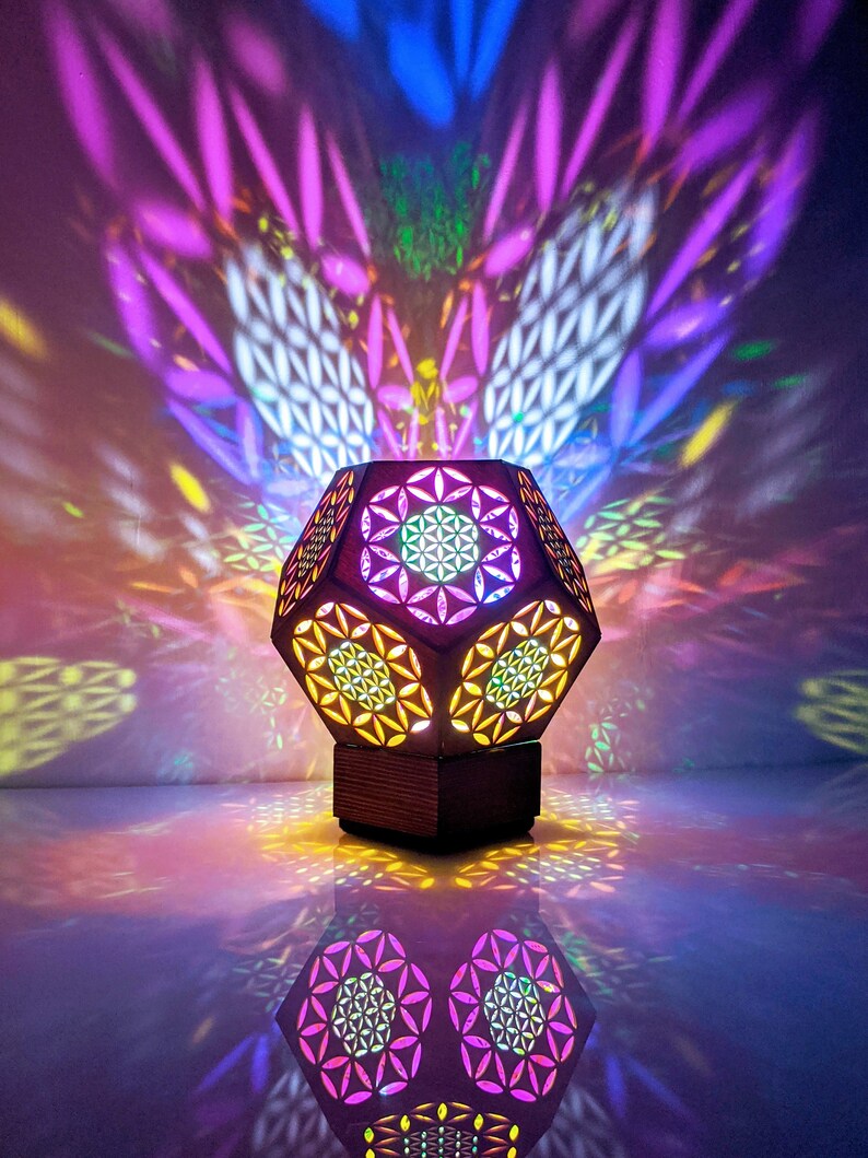 Flower of Life Desk Lamp Table Lamp Wood Lamp Bohemian Etsy