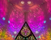 Sri Yantra Goddess Lamp – Sacred Geometry Wooden LED Light, Designed for Meditation & Yoga Spaces