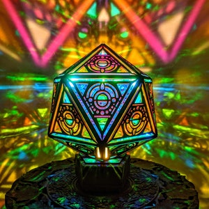 Desktop Lamp- Bedside Light - Icosahedron Lamp - Gift for Her - Bohemian Light - Sacred Geometry -Bohemian Accessories