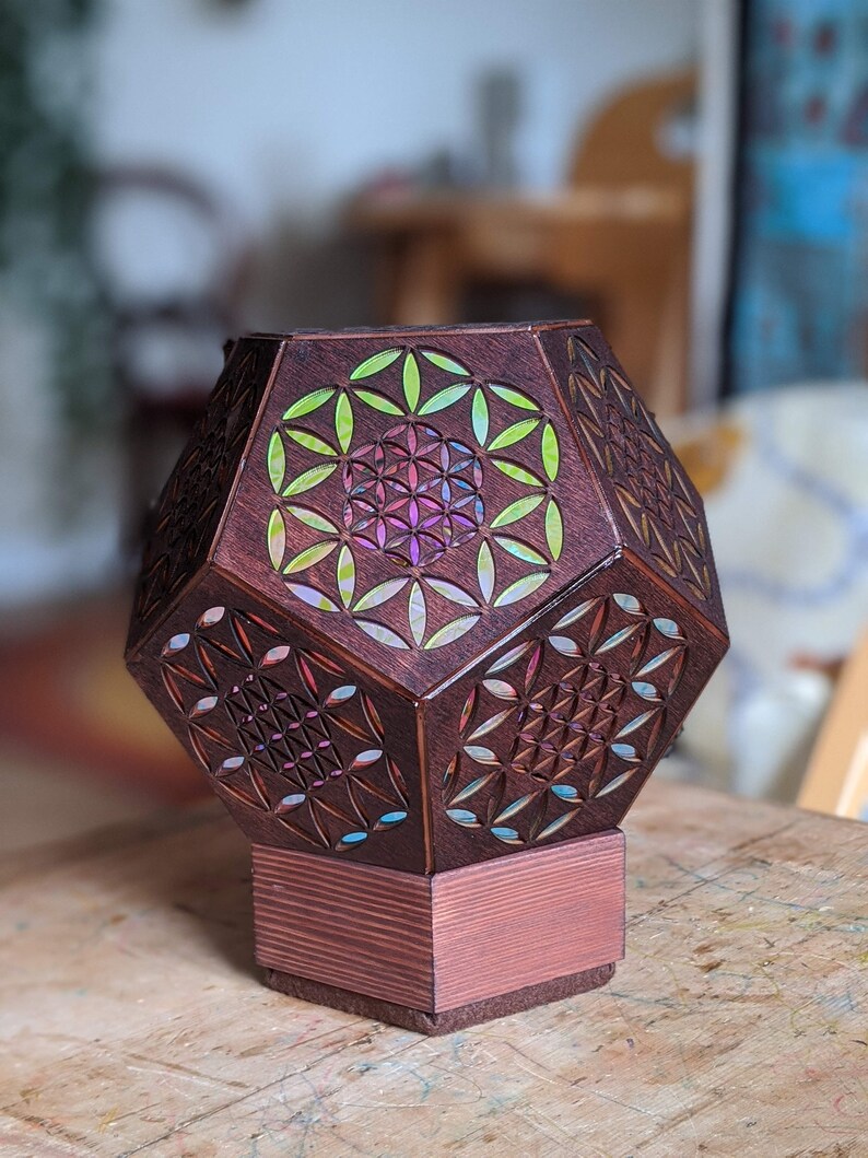 Flower of Life Desk Lamp Table Lamp Wood Lamp Bohemian Etsy