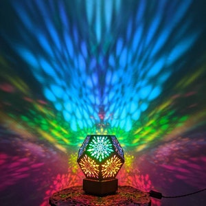 Desk lamp  - Mandala - Morocco Lamp - Wood Light - Bohemian lamp - Home Decor -  Dodecahedron Lamp - Bohemian Decor