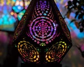 Sri Yantra Goddess Lamp – Sacred Geometry Wooden LED Light, Designed for Meditation & Yoga Spaces