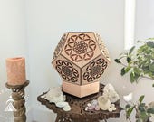 Solace Natural Flower of Life Lamp | Amber Mood Light | Handmade Cherry Wood Meditation Lamp