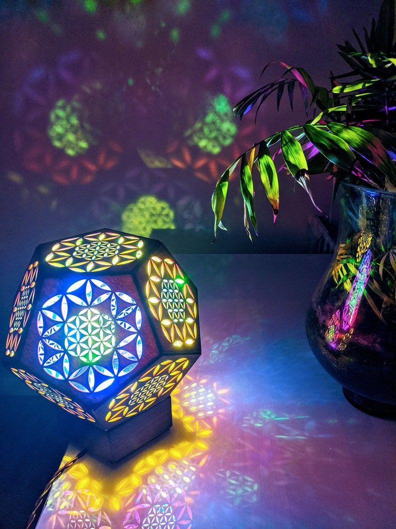 Flower of Life Desk Lamp Table Lamp Wood Lamp Bohemian Etsy