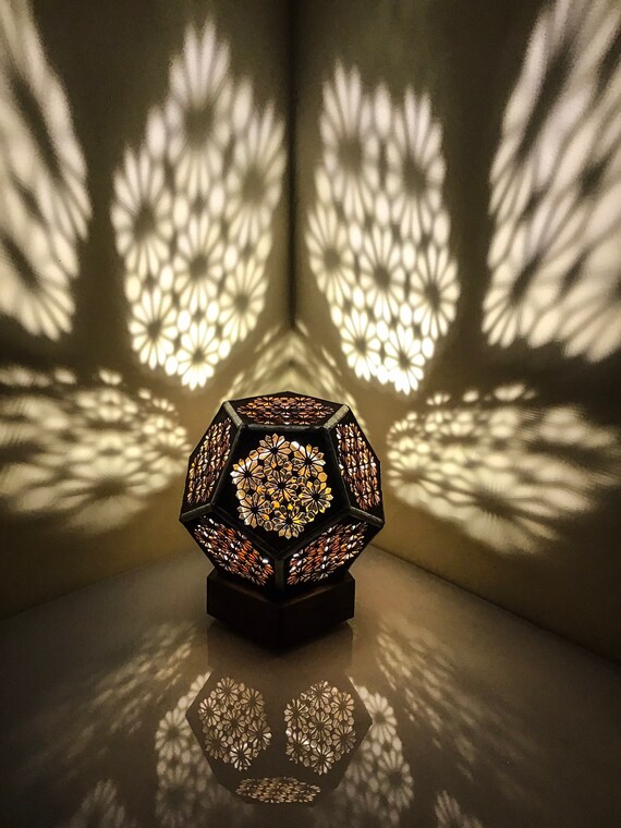 Wooden Lamp Dodecahedron Light Etsy 