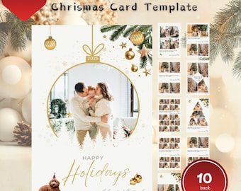 2026 Christmas Photo Card Template – Editable Double-Sided Holiday Card