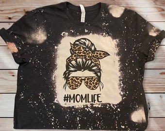 Mom Life Leopard Bleached Tee