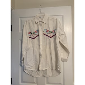 Chemise Brodée Casey Coleman Taille 2XL - Bleu, Manches Longues