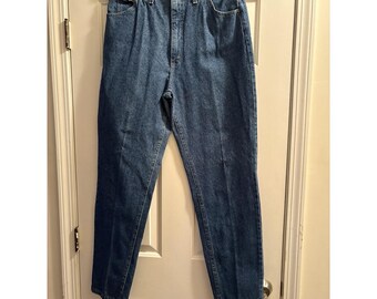 Vintage Lee Women's Mom Jeans 90s 14 Long High Waist Elastic Side 33 In Waist