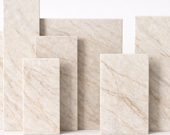 Losa de cuarzo Taj Mahal personalizada / Vetas beige cálidas, acabado pulido (3,17 cm de espesor)