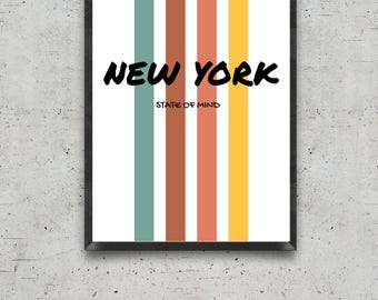 New York State of Mind Colorful : Minimalist Modern Wall Art (Digital Download)