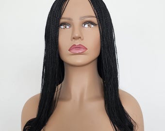Shoulder-Length Braided Wig | Handmade Synthetic Micro Braids