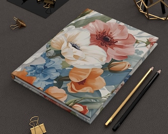 Vintage Botanical Floral Hardcover Journal | Matte Floral Notebook