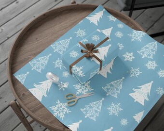 Winter Wonderland Wrapping Paper – Snowflakes, Christmas Trees, Eco-Friendly Gift Wrap
