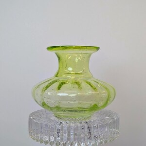 Vintage Biot Style Hand Blown Lime Green Bubble Glass Vase