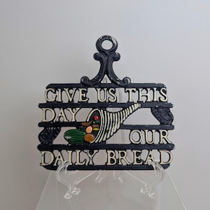 Vintage Cast Aluminum Trivet Give Us This Day Our Daily Bread