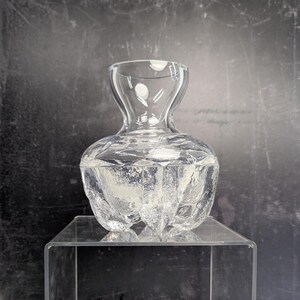 Vintage Skruf Sweden Lars Hellsten Heavy Textured Base Lead Glass Vase