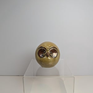 Vintage Ceramic Owl Figurine Studio Pottery Brown Tan Owl Sculpture Retro Boho Design